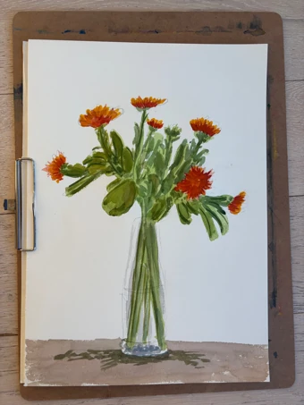 Can't remember what kind of flowers these are. Orange. #scribble